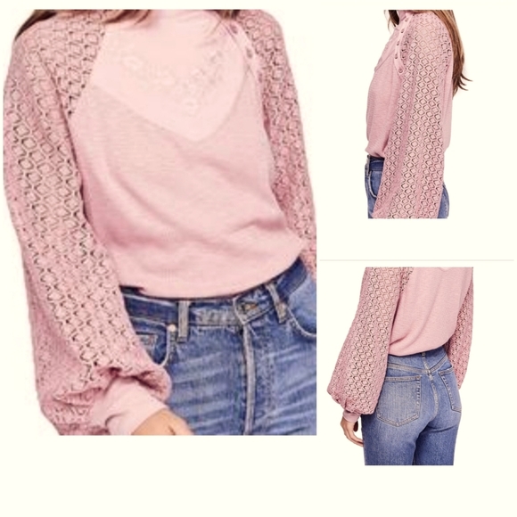 Free People Tops - FREE PEOPLE, Blouse, Color: Bliss Blush, Size L.